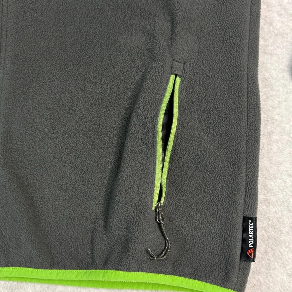 Columbia Polartec Fleece Jacket Mens XL Full Zip Gray Lime Green Hiking‎ Outdoor